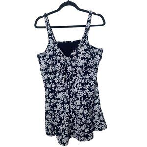 Croft & Barrow Swim Dress Womens 22W Floral Black & White One Piece Plus Size Be